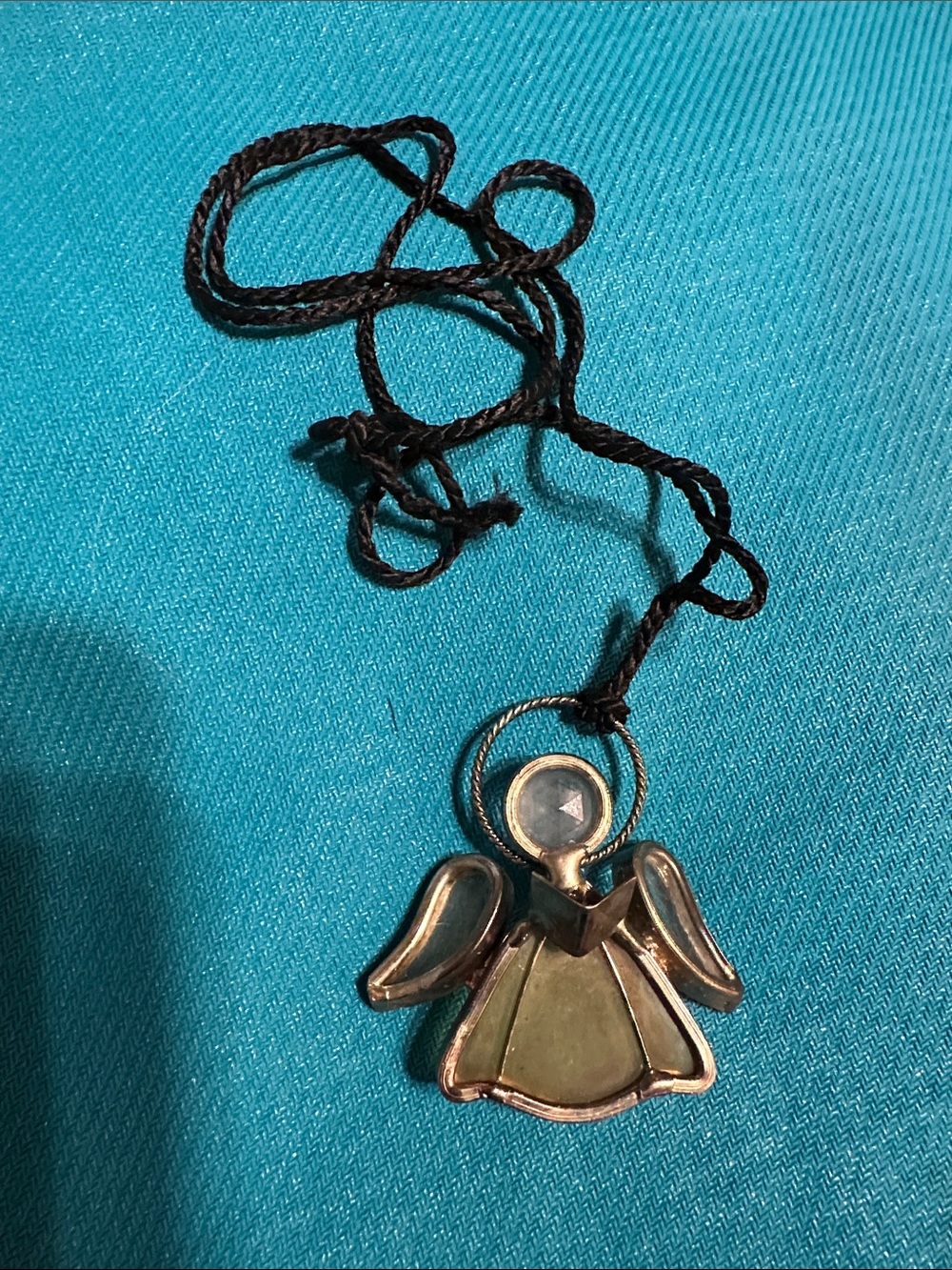 Gold-Tone Angel Pendant Necklace with Black Cord